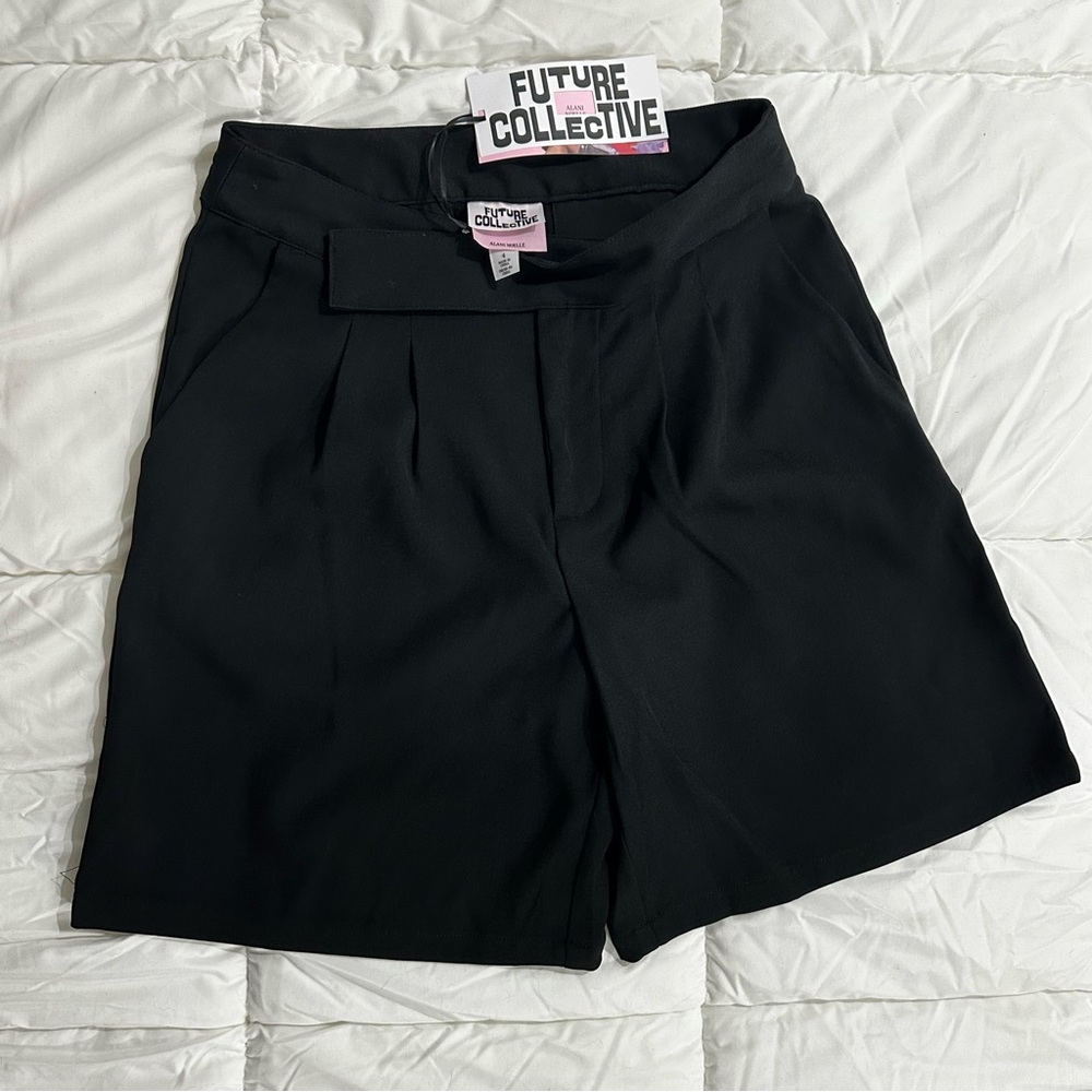 Black relaxed trouser shorts